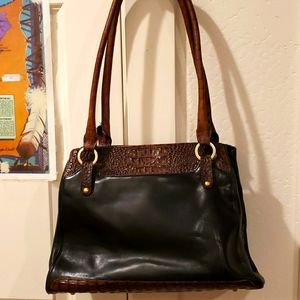 BRAHMIN LEATHER CROC PRINT SHOULDER BAG LG.